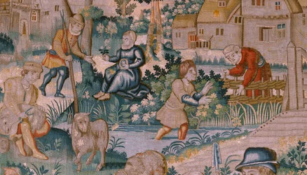 tapeçaria flamenga. Batendo palmas. Atelier de Oudenaarde. século XVII.