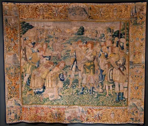 Tapeçaria flamenga. O irmão de Hannibal Hasdrubal feito prisioneiro pelo romano
