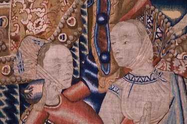Tapeçaria flamenga. Passagem do Mar Vermelho (Paso del Mar Rojo). Ca 1490. Detalhe.