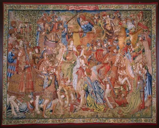 Tapeçaria flamenga. Série Moralidades: A virtude das honras (De deugd van de Honores, La Virtud de los Honores). Ca 1520.