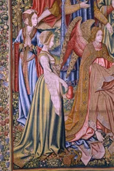 Tapeçaria flamenga. Série A História de São João Baptista: O Baptismo de Cristo (Het doopsel van Christus). Atelier de Bruxelas. 1515-1520.