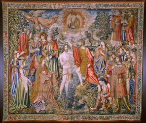tapeçaria flamenga. Série A História de São João Batista: O Batismo de Cristo (Het doopsel van Christus). atelier de Bruxelas. 1515-1520.