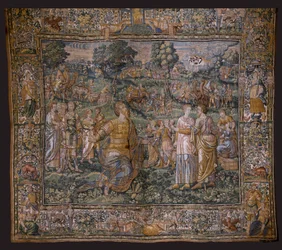 Tapeçaria flamenga. Série: A história de Abraão. A vocação de Abraão (La Vocación de Abraham). Ca 1575-1600.