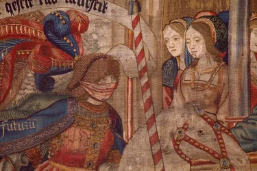 Tapeçaria flamenga. Triunfo do tempo (De triomf van de Tijd, El triunfo del Tiempo). Lã e seda. 347x342cm. Colecção privada. Ca 1504. Detalhe.
