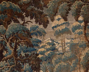 Tapeçaria flamenga. Verdure. Fim do século XVIII, 17º-bengo. Propriedade da igreja Sint-Walburgakerk Oudenaarde (Dekenij van de Sint-Walburga).