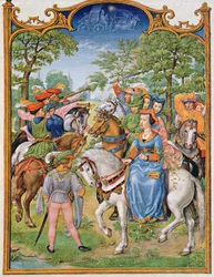 Fol 5v O Mês de Maio: Festival das Árvores, do Breviarium Grimani, c.1515