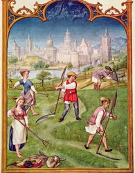 Fol 6v O Mês de Junho: Fenação, do Breviarium Grimani, c.1515