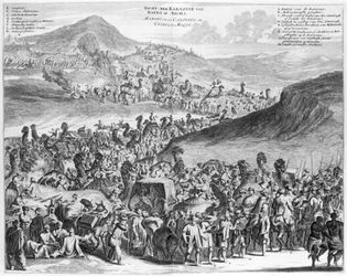 Hajj caravana do Cairo para Meca, da descrição de lAfrique por O. Dapper, 1686