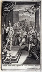 Júpiter envia duas águias: uma chupeta explica este prodígio. Lustração pelo livro II da Odisseia de Homero, na Odisseia, publicado em Amsterdã em 1731, Coleção privee Milan.