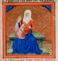 MS GEN 1111, f.169 Natividade da Bem-Aventurada Virgem Maria, ilustração da Legenda Aurea por Jacobus de Voragine, c.1405-10