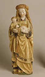 Madonna and Child, Escola de Mechelen, c.1500 (carvalho policromada e dourado)