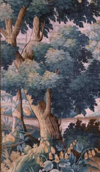 Igreja Paroquial (Sint-Walburgakerk). Tapeçaria flamenga "Verdure". Oudenaarde. Fim do século XVIII, 17º-bengo. Propriedade da igreja de Sint-Walburgakerk Oudenaarde.