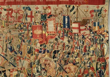 Museu Paroquial das Tapeçarias (Museu Paroquial das Tapeçarias de Pastrana). tapeçaria flamenga. Take of Asilah (Take of Asilah, Assault on Asilah, De inname van Arzila). Série Conquistas do rei Afonso I de Portugal. Tournai.