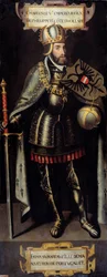 Retrato de Carlos V (1500-1558) Rei de Espanha, Imperador do Sacro Império Romano. Pintura da escola flamenga