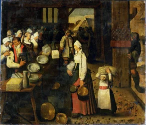 Arredores de Pieter Brueghel III: Um casal recebe presentes (pintura sobre tela)