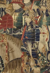 Tapeçaria mostrando as Conquistas de D. Afonso V de Portugal, Tournai. Detalhe. (Lã e seda).