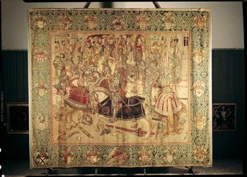 O Torneio, tapeçaria de teares verticais da oficina de Bruxelas, c.1497