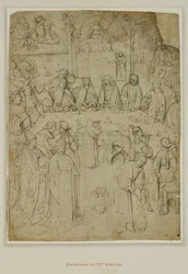 Bodas de Caná (caneta e tinta castanha sobre papel)