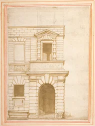 A fachada da casa de Giulio Romano em Roma (caneta e tinta sobre papel)