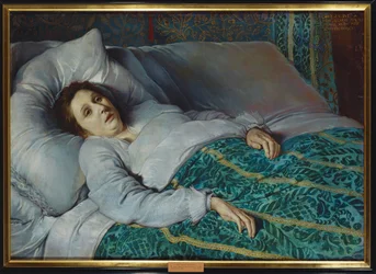 Mulher jovem no seu leito de morte (pintura sobre tela)