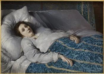 Uma jovem no seu leito de morte. Pintura anónima, óleo sobre tela.