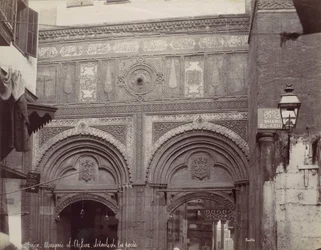 Cairo. Mesquita el-Arhar, detalhes da porta, década de 1870.