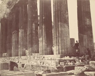 [Detalhes da Colunata do Parthenon, Atenas], c. década de 1870.