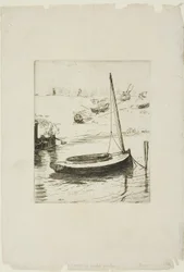 O barco com vela arriada