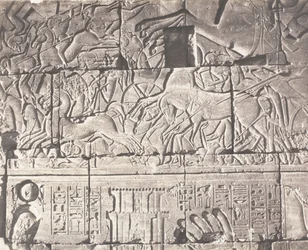 Karnak Tebas, Anexo do Palácio - Detalhes das Esculturas no Ponto O, 1851-52, impresso em 1853-54.