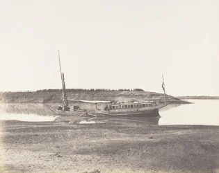 Louksor, Petit Bras du Nile - Voyageurs Barque, 1851-52, impresso em 1853-54.