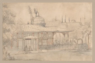 Pavilhão perto de uma mesquita (reto)