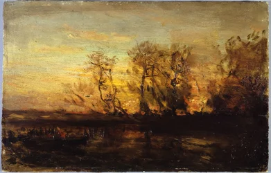 Pôr do sol, entre 1850 e 1860 (óleo sobre cartão sobre madeira)