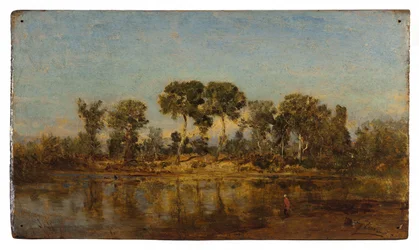 O Rhône entre Arles e Avignon, entre 1860 e 1865 (óleo sobre madeira)