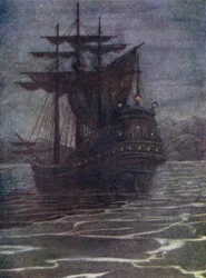 Navio Pirata, a casa do velho Gancho (litografia a cores)