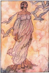 E a liberdade erguia naquele amanhecer de agosto, a sua bela fronte ousada (O Poeta) (litografia a cores)