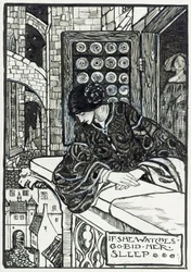 Ilustração para "Poemas de Christina Rossetti" (lápis e tinta sobre papel)