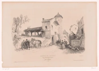 Rua da aldeia com cavalos e várias figuras
Curso de desenho com estudos de paisagens, animais e detalhes (título da série)
Cours de dessin. Paga, figuras, animaux, acessórios, par Férogio (título da série sobre o objecto)