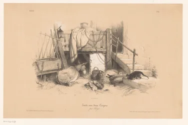 Estável com burro, gato e rato
Estudos com dois lápis de cera (título da série)
Etude aux deux crayons, par Férogio (título da série sobre o objecto)