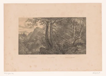 Dois caçadores em uma floresta nos Pirineus Caça nos Pirinéus / Caça nos Pirinéus / Cazadores de los Pirinéos (España) (título no objeto) Figuras em uma paisagem (título da série)