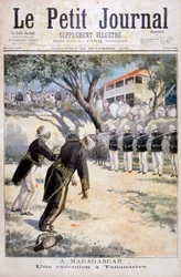 Execução por esquadrão de fuzilamento em Tananarive, Antananarivo, Madagascar, 1896
