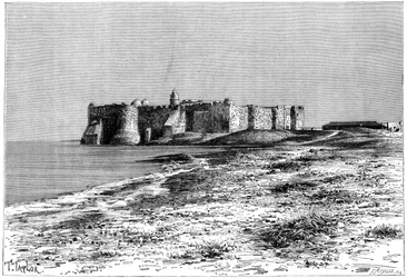 Ilha Jerba, castelo perto de Humt Suk, Tunísia, c1890