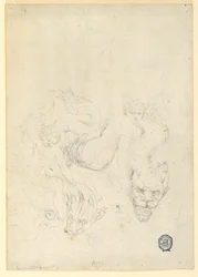 Desenho, Tétis e Cupido cavalgando peixes, ca. 1820