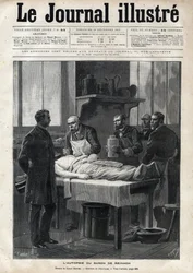 A autópsia do barão Jacques de Reinach (1840-1892) em 1892 - gravura de Meaulle em «The Illustrated Journal» de 1892