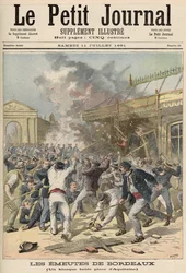 Eventos em Bordeaux: Queimando um quiosque na Place d&39;Aquitaine, de &39;Le Petit Journal&39;, 11 de julho de 1891