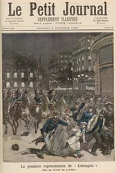 Revoltas em Paris contestando a apresentação de "Lohengrin" no Palais Garnier, de "Le Petit Journal", 3 de outubro de 1891