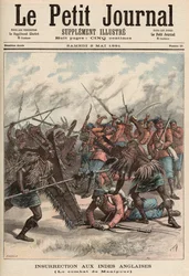 A Batalha de Manipur, de &39;Le Petit Journal&39;, 2 de maio de 1891 (gravura colorida)