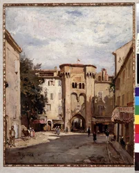 Porta fortificada de Cavaillon na Pintura Vaucluse por Fortune Viguier (1841-1916) Dim. 39,5x32 cm Menção obrigatória: Colecção de Fundações de Provença, Marselha