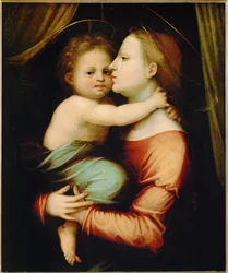 Madona e criança (madeira de choupo)