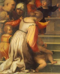Nossa Senhora da Misericórdia, de Bartolomeo della Porta, conhecido como Fra Bartolomeo (1472-1517), pormenor