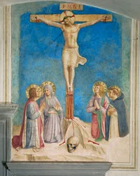 Cella 38: Crucificação com a Virgem Maria e os santos ... (pintura mural)